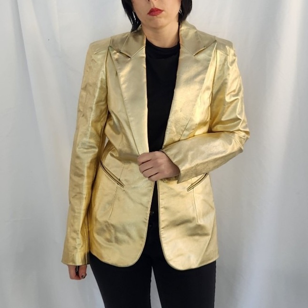 90s Gold‎ Leather Blazer